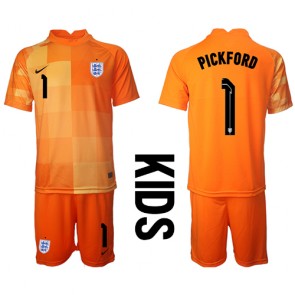 England Jordan Pickford #1 Målvakt babykläder Bortatröja barn VM 2022 Korta ärmar (+ Korta byxor)